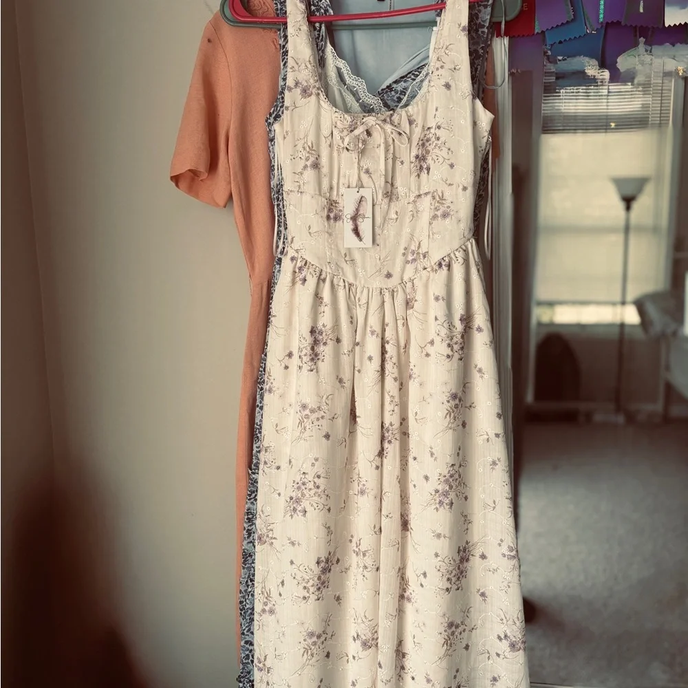 Elegant Cream Floral Maxi Dress corset waist size S - Picture 2 of 13